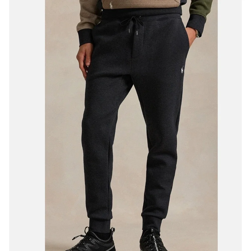 Polo Ralph Lauren Mens Double Knit Jogger Pants L Charcoal Gray Drawstring